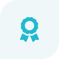 Teal award ribbon icon on pale background