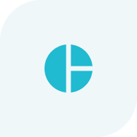 Turquoise segmented circle logo on pale background